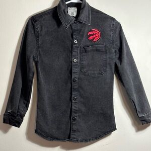 NBA  Raptor Youth Black Button Down Denim Shirt
